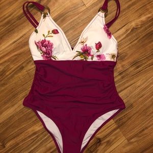 Cupshe Romantic Floral O Ring One Piece Swimsuit